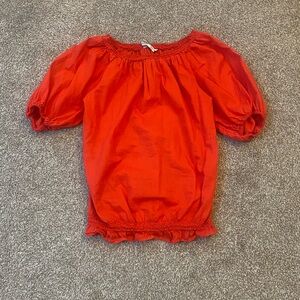 Cotton Puff Sleeve Peasant Blouse